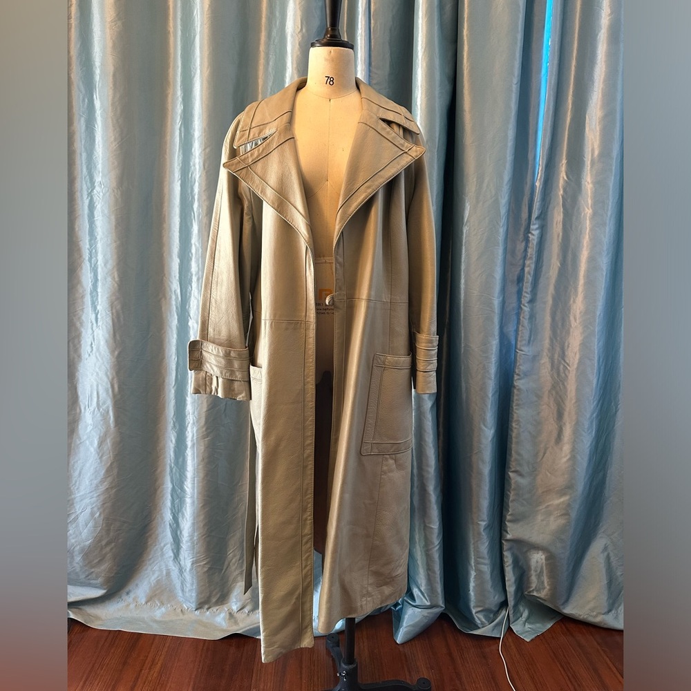 Vintage 70s Genuine Grey Leather Coat